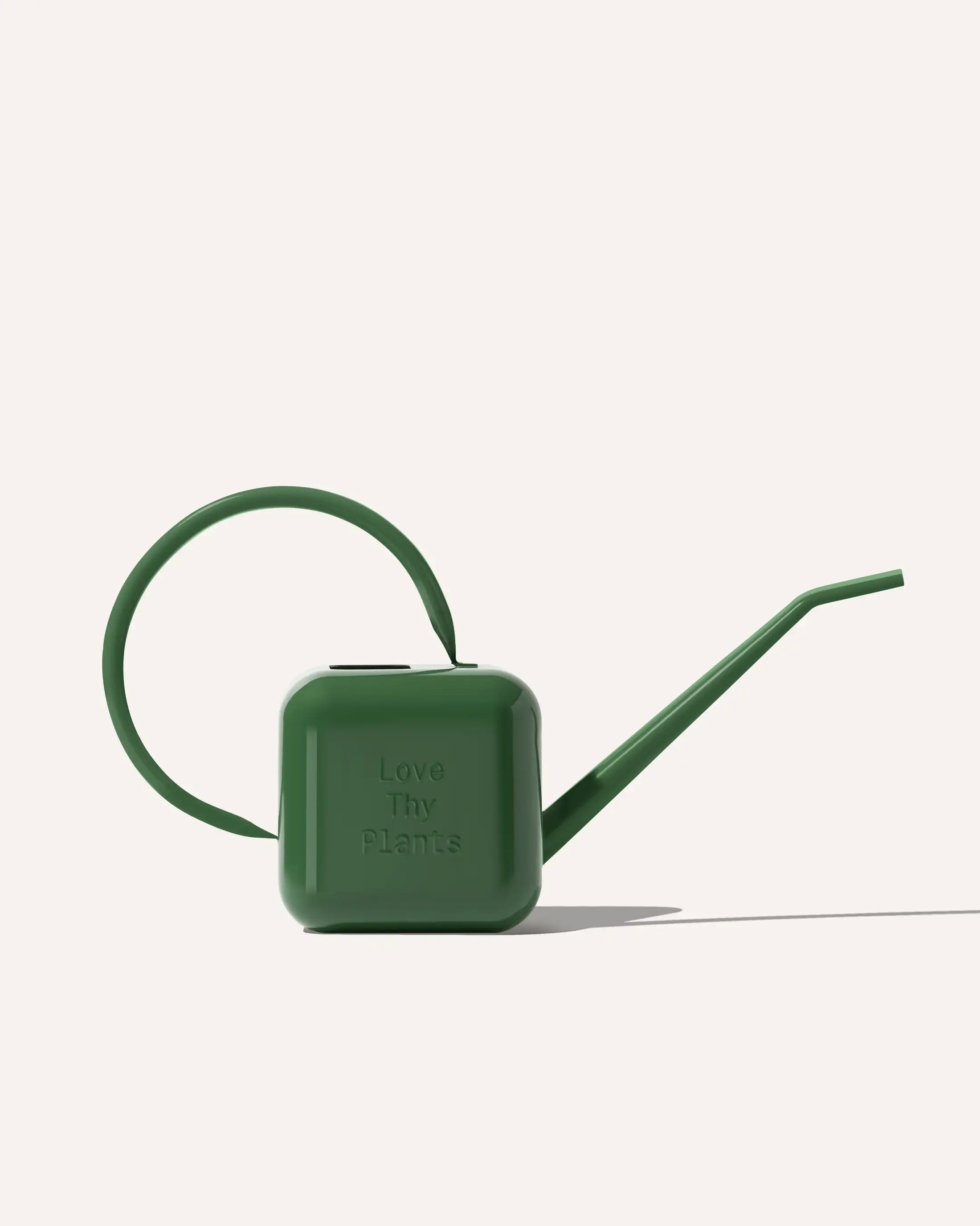 Metallic green watering can for indoor plants