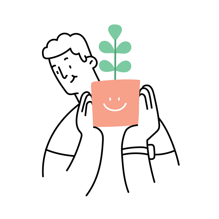 Happy planter with illustrated smile